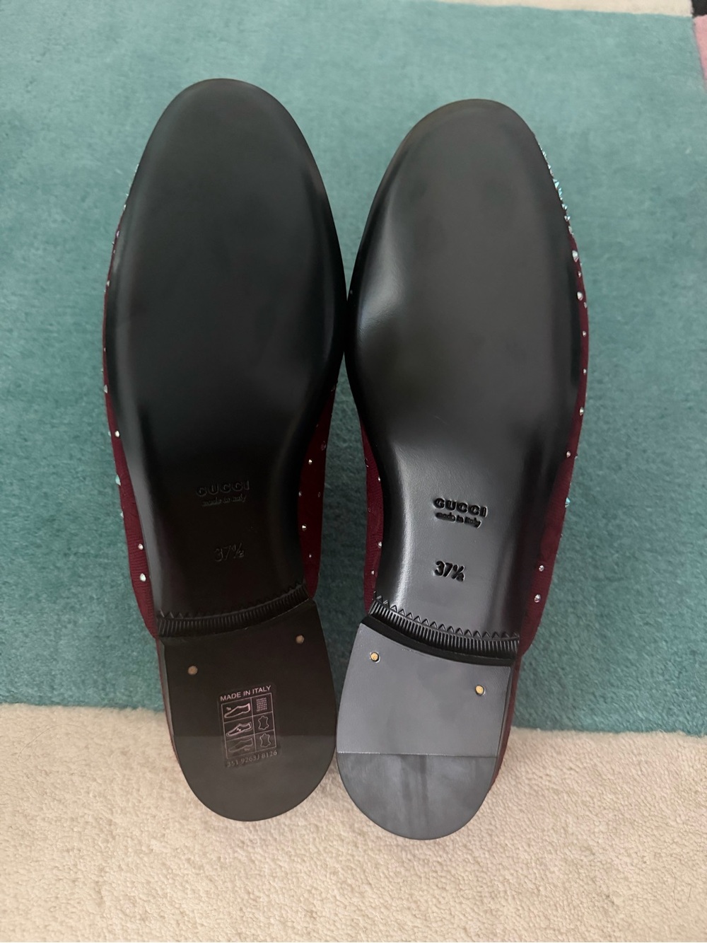 Gucci Burgundy Crystal Princetown Mules - Picture 6 of 6